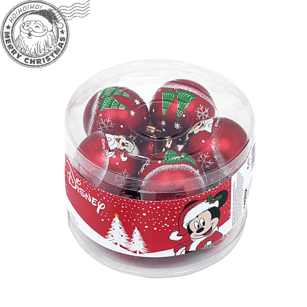 Set 10 globuri brad Mickey Mouse rosii 6 cm - Nitzi.ro
