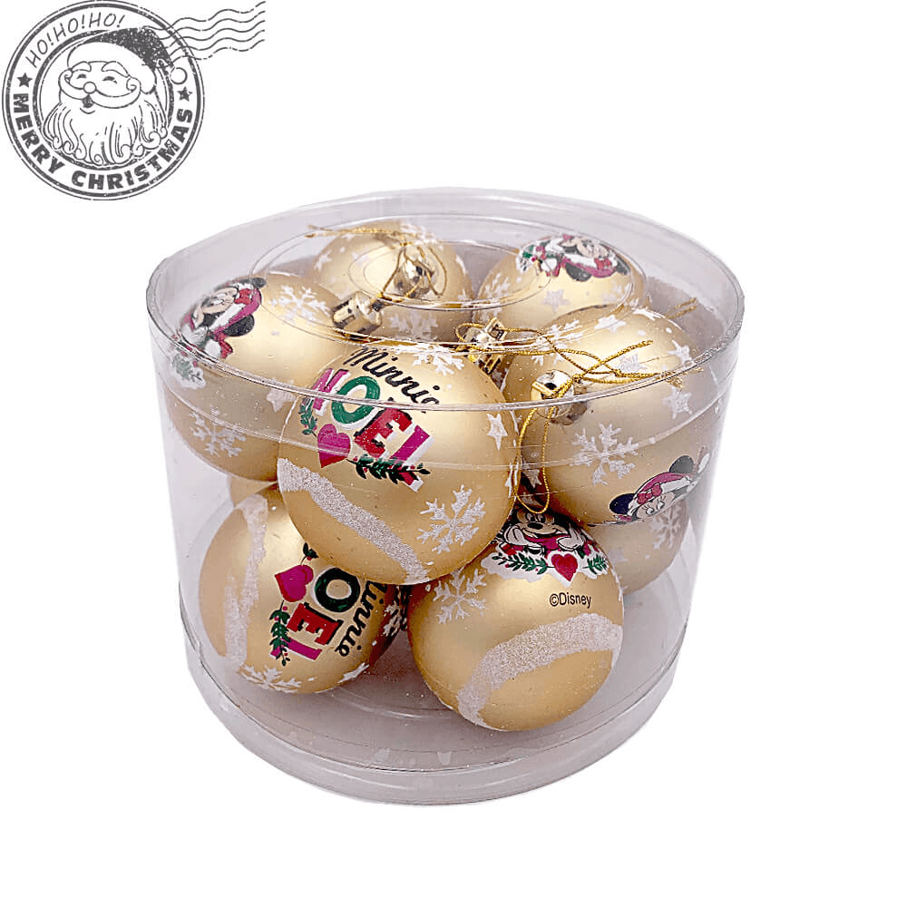 Set 10 Globuri brad Minnie Mouse aurii 6 cm - Nitzi.ro