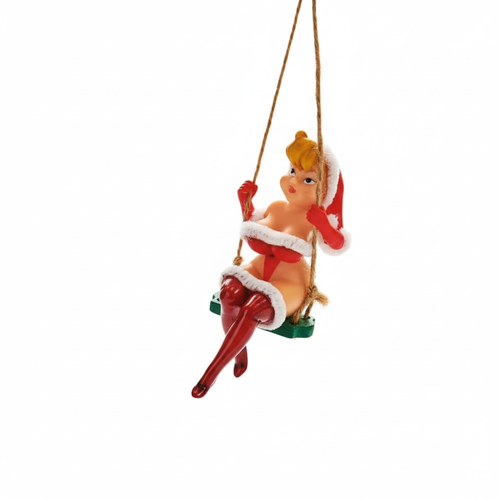 Ornament figurina Craciunite in leagan, 10 cm, decor haios pentru brad model 4