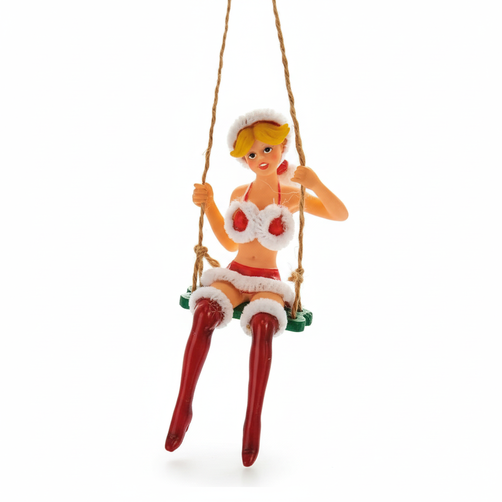 Ornament figurina Craciunite in leagan, 10 cm, decor haios pentru brad model 2