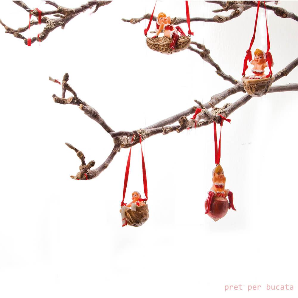 Figurina ornament pentru Brad Craciunite in aluna 4 cm - Nitzi.ro