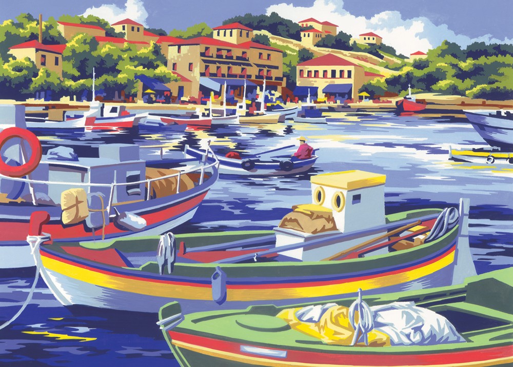Pictura creativa pe numere avansati - Barci de pescuit