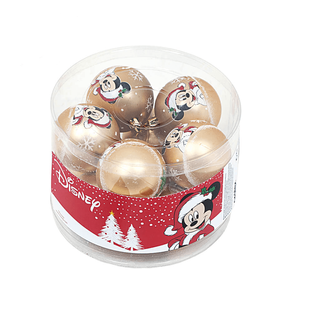 Set 10 Globuri brad Mickey Mouse aurii 6 cm - Nitzi.ro