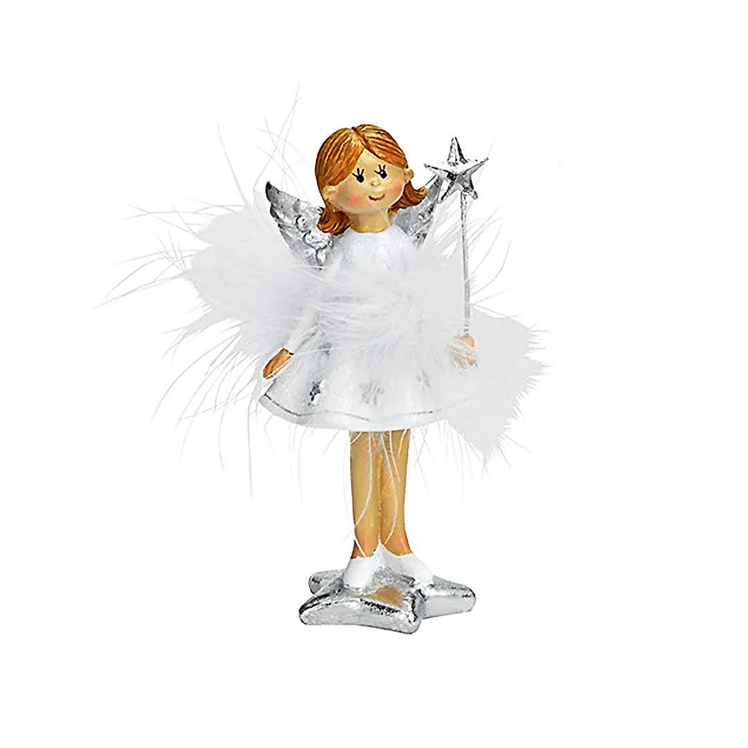 Ingeras cu pene albe 11 cm - Nitzi.ro