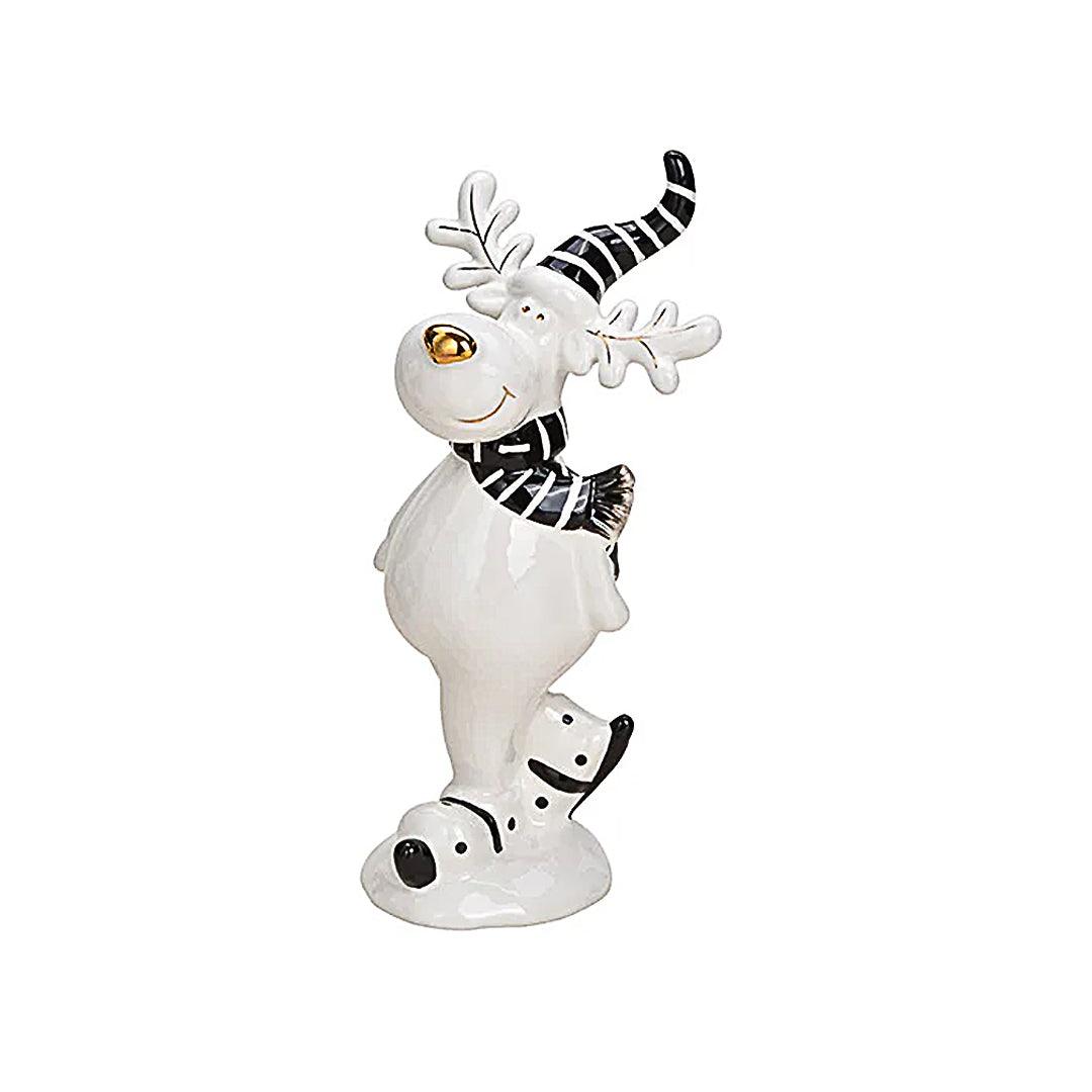 Rudolph Ren ceramic decorativ alb-negru 20 cm - Nitzi.ro