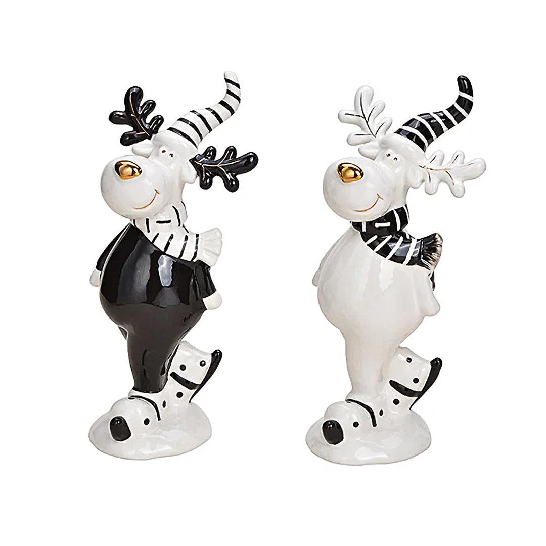 Rudolph Ren ceramic decorativ alb-negru 20 cm - Nitzi.ro