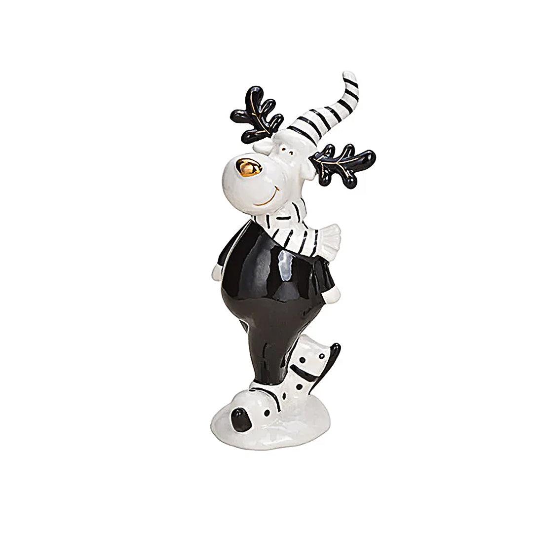 Rudolph Ren ceramic decorativ alb-negru 20 cm - Nitzi.ro