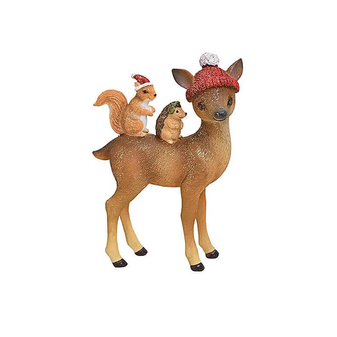 Caprioara cu prieteni decoratiune statueta Craciun 15 cm - Nitzi.ro