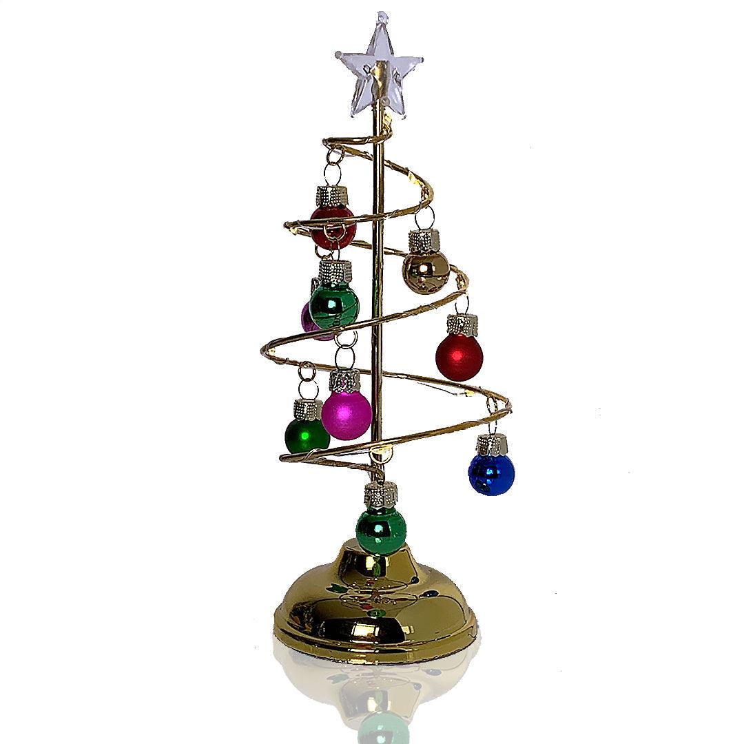 Brad Craciun din sticla cu globuri si led 20 cm - Nitzi.ro