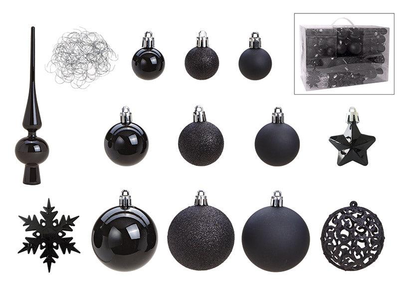 Set 111 globuri negre elegante pentru brad - Nitzi.ro