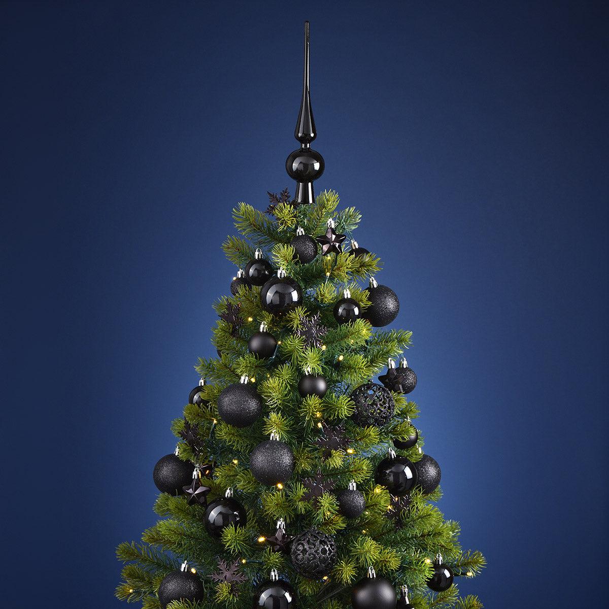 Set 100 globuri negre elegante pentru brad - Nitzi.ro