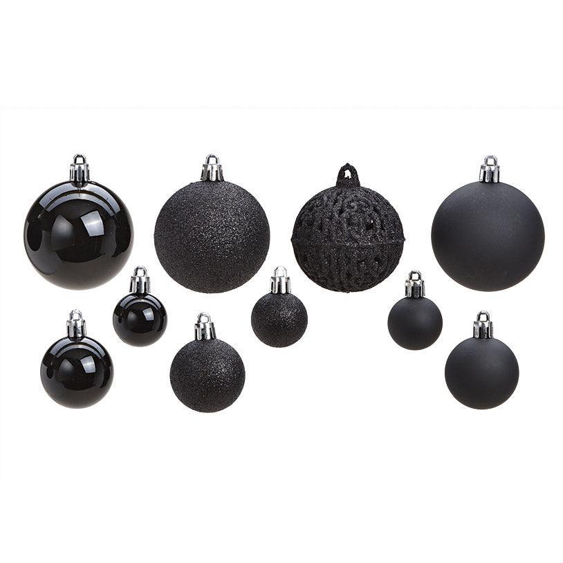 Set 100 globuri negre elegante pentru brad - Nitzi.ro