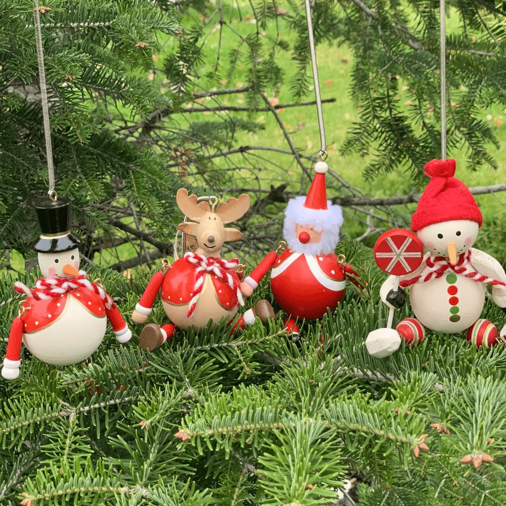 Set 4 ornamente brad lemn mari - Nitzi.ro