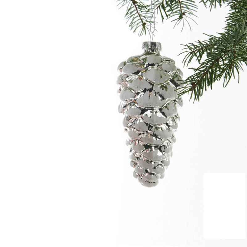 Set 2 Globuri brad din sticla, Con 12 cm - Nitzi.ro