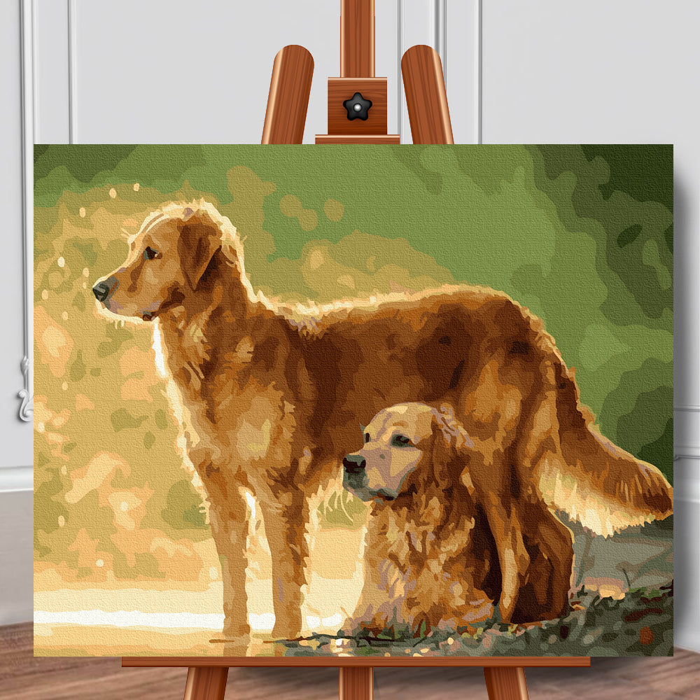 Set pictura pe numere (panza) Golden Retrievers 40x50 cm