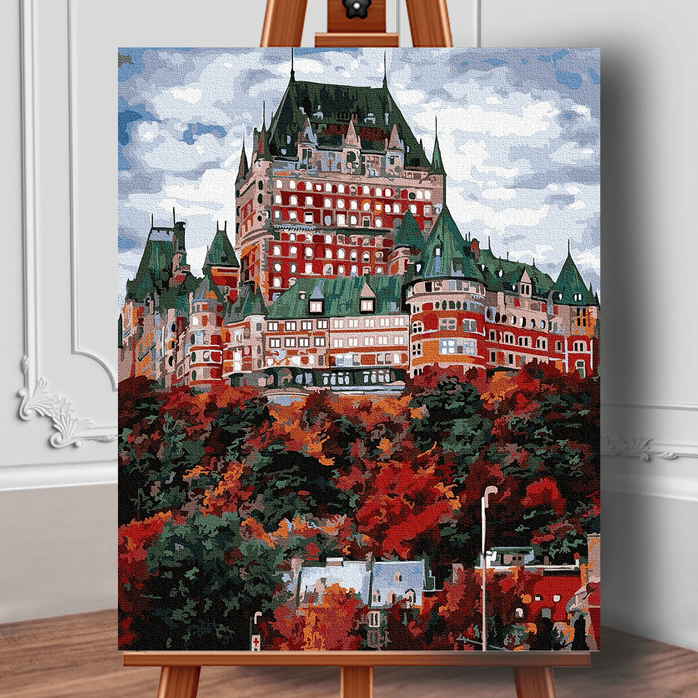 Pictura pe panza cu numere Frontenac Castel din Canada 50x40 cm - Nitzi.ro