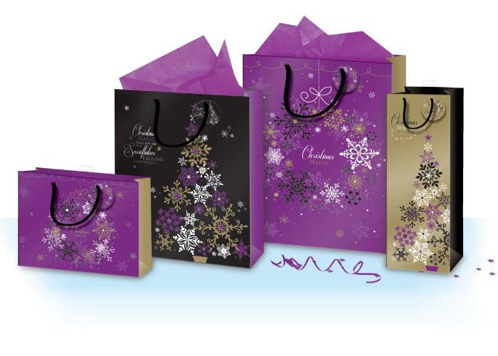 Punga pentru cadou cu tematica de iarna / Craciun cu folie aurie B