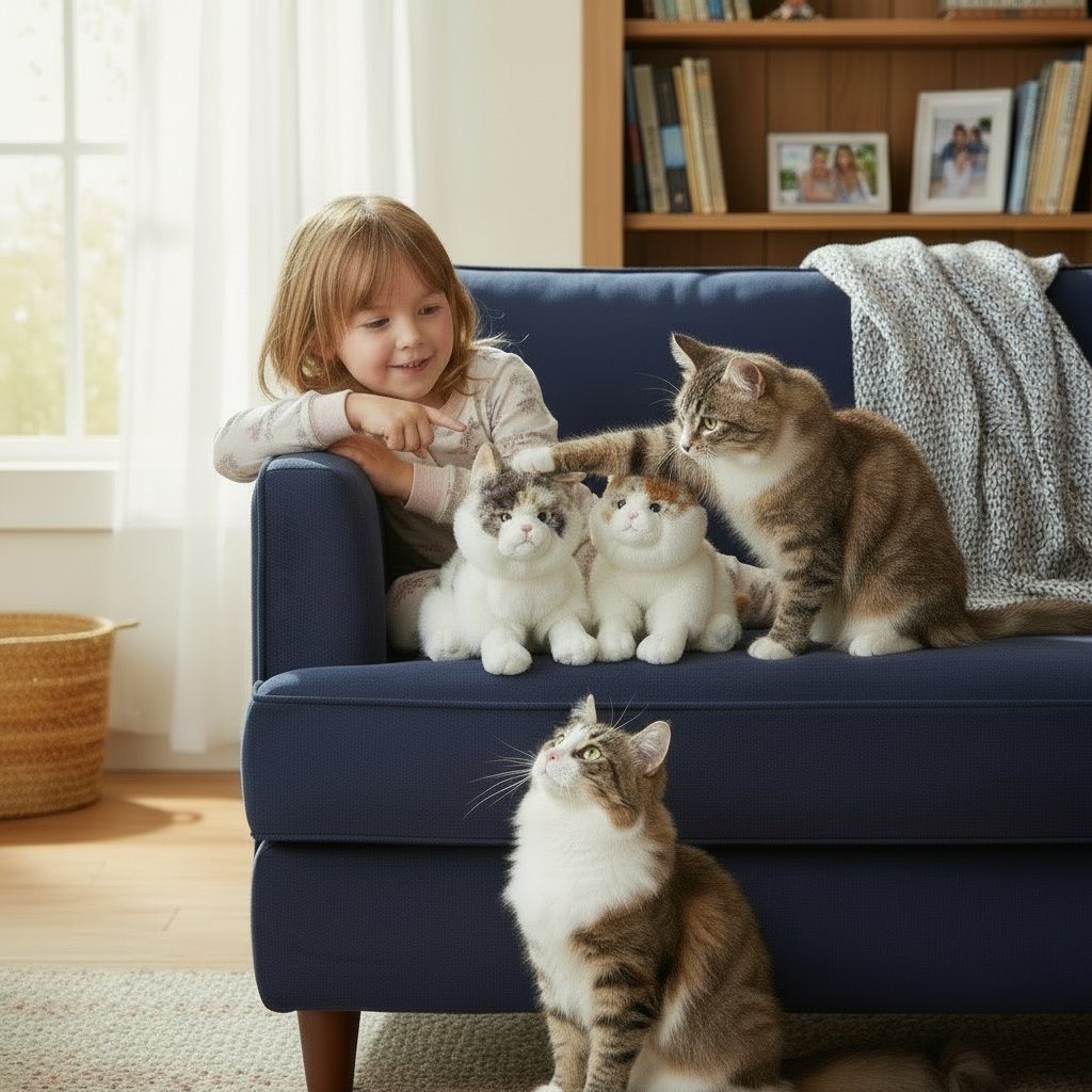 Pisica de plus Norvegiana, de 25 cm inaltime, vine in 2 variante de culoare