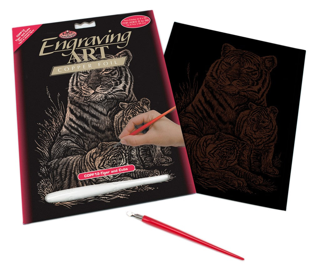 Set gravura pe folie din cupru - Tigrii