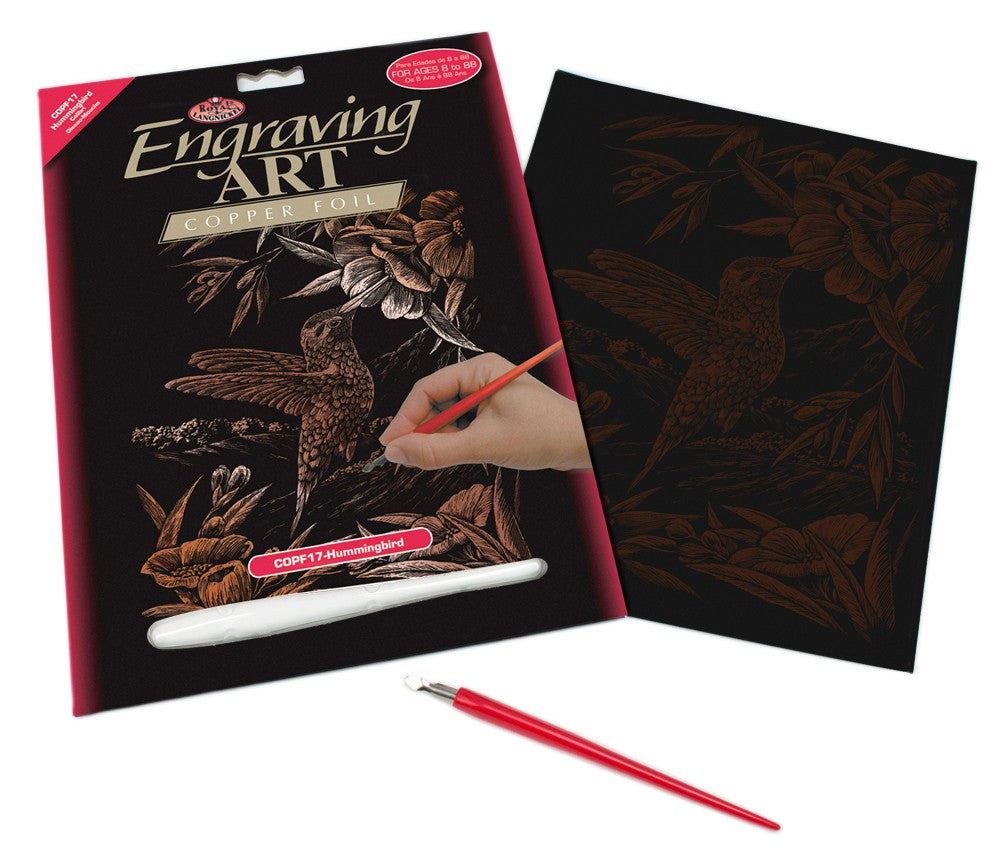Set gravura pe folie din cupru - Colibri