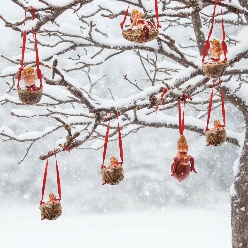 set patru craciunite de 4 cm pentru secret Santa