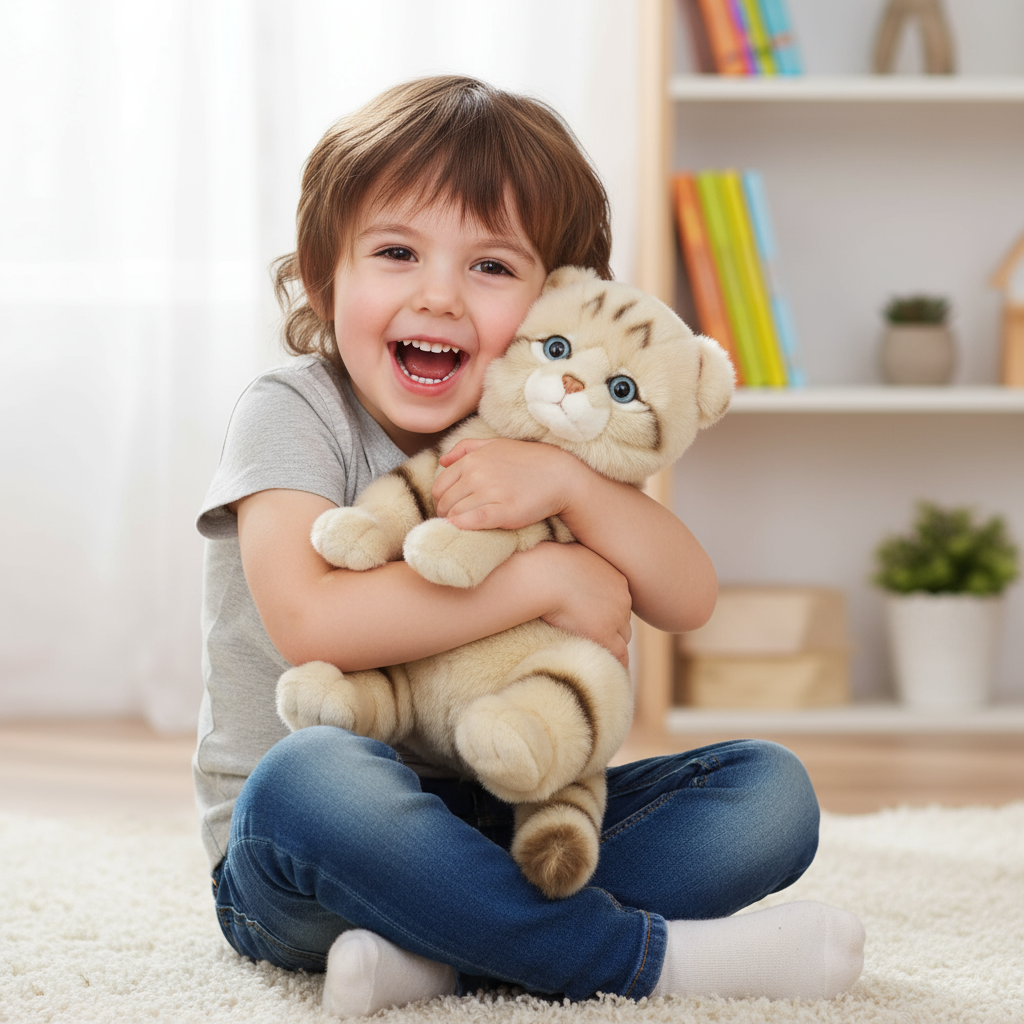 pisicuta-de-plus-Scottish-cu-care-se-joaca-un-baietel