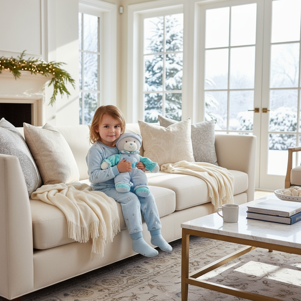 Jucărie moale din pluș cu sunet și lumini, perfectă pentru bebeluși și copii mici.