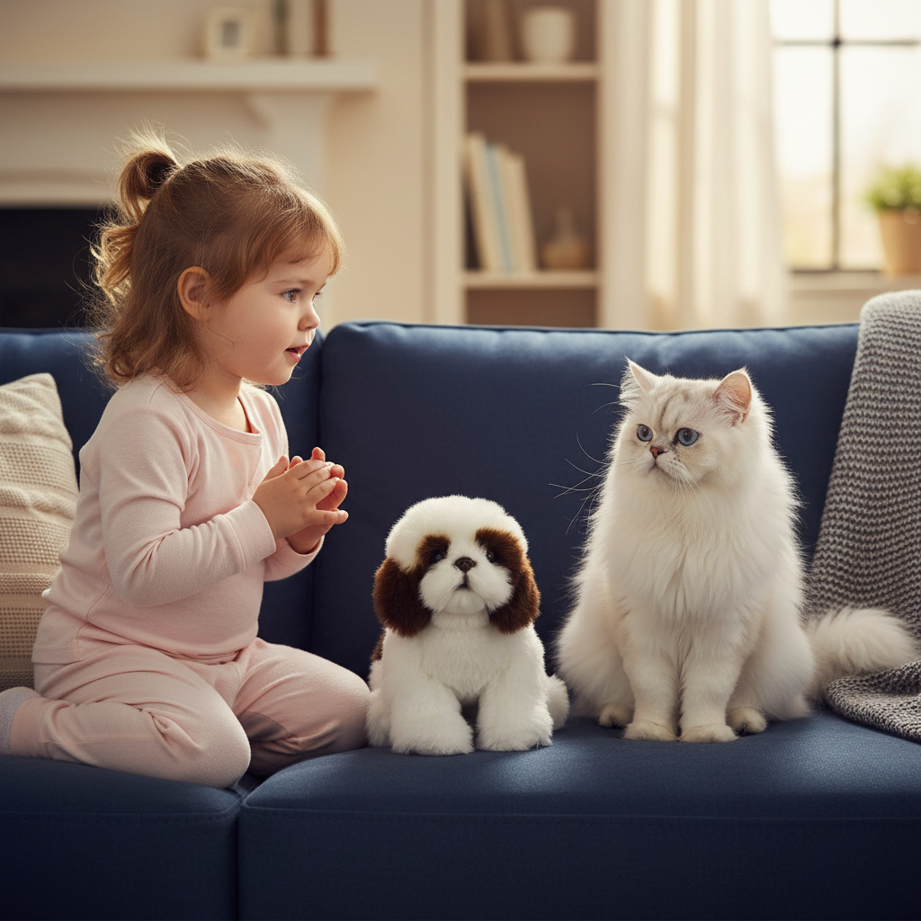 Aceasta jucărie simpatică și realistă redă fidel trăsăturile rasei Shih Tzu, fiind un cadou adorabil pentru orice copil.