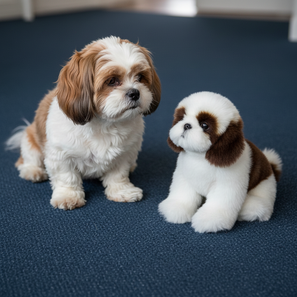 Jucărie simpatică și realistă ce redă fidel trăsăturile rasei Shih Tzu, poate fi un cadou adorabil copilul tău