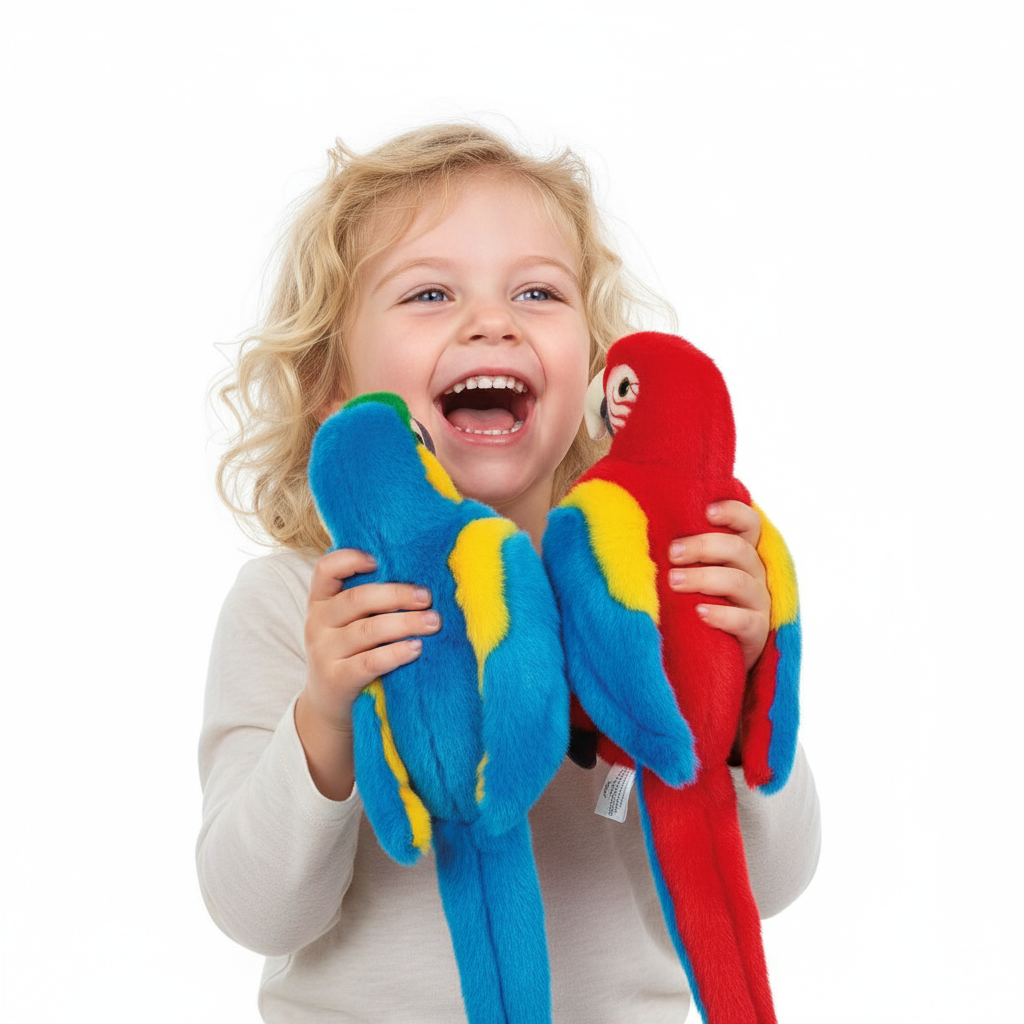 Papagal de plus Ara colorat, 24 cm, jucărie moale și realistă marca Lelly