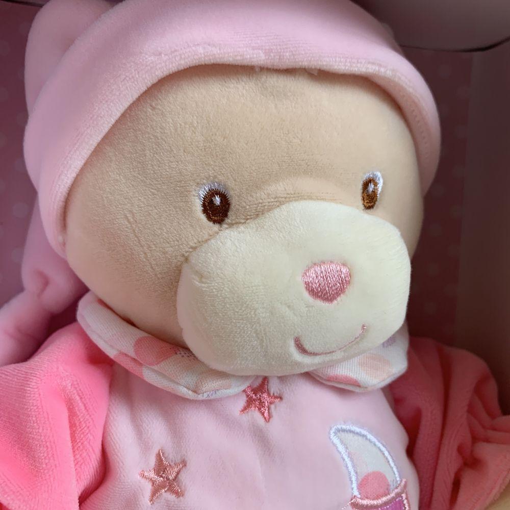 Jucărie moale, sigură pentru bebeluși, cu funcții muzicale și lumini colorate.