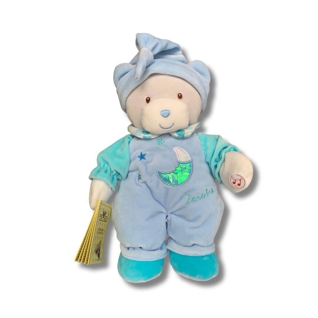 Ursuleț bleu Lelly de pluș muzical cu lumini, ideal pentru somnul sau joaca celor mici.