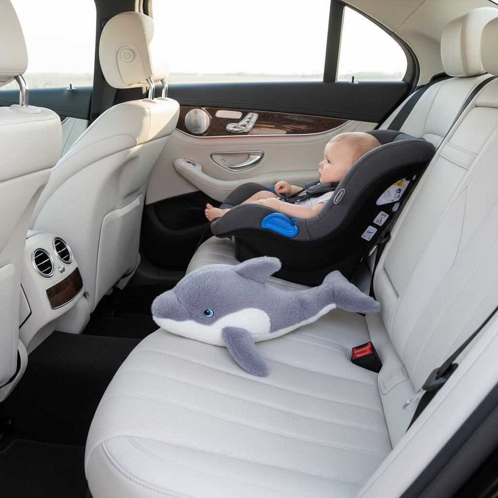 Delfinul de pluș Lelly 43 cm – jucărie premium și pernă moale într-un singur prieten. Perfect pentru joacă și călătorii relaxate.