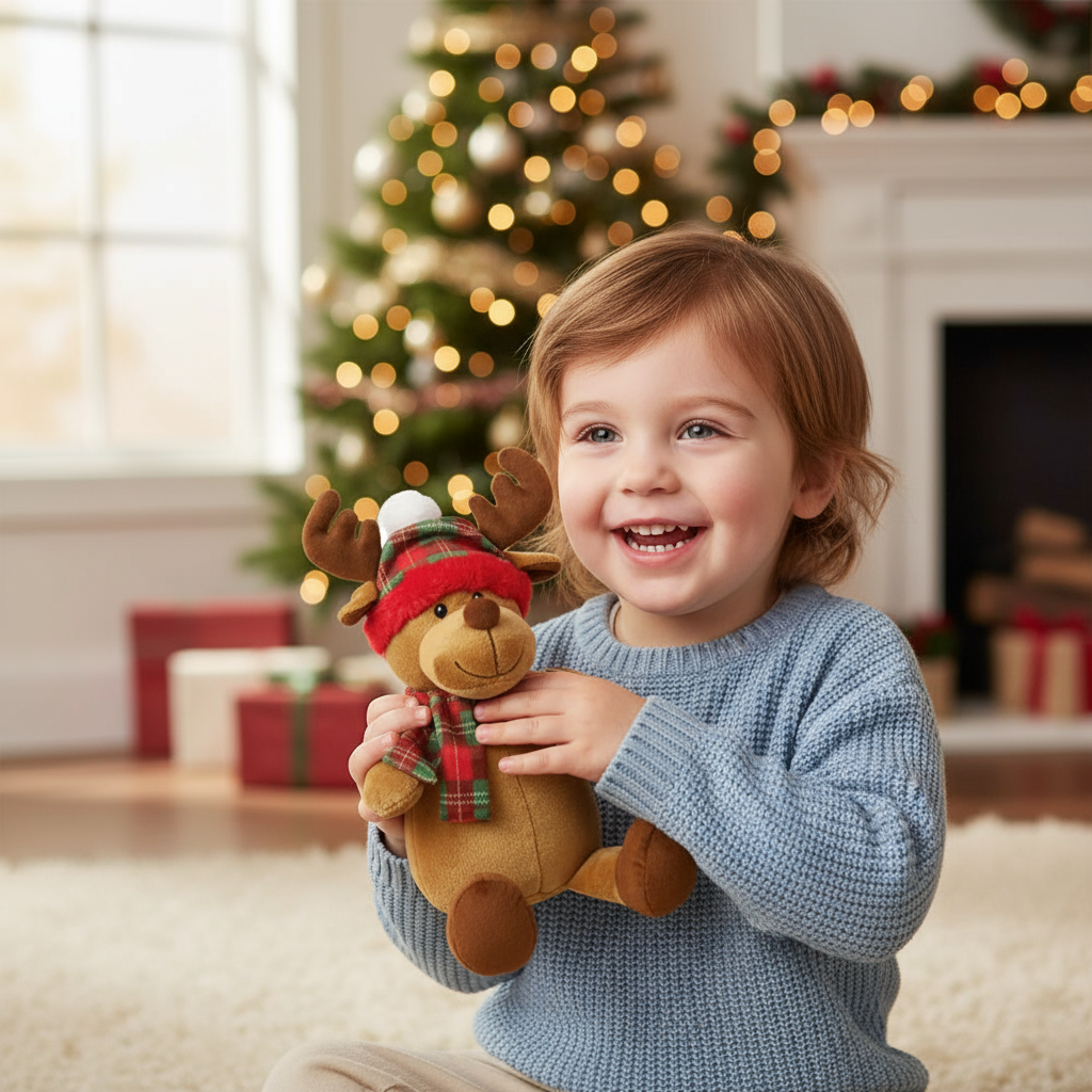 Ren de pluș Lelly, jucărie moale de Crăciun pentru copii, perfectă pentru somn și joacă