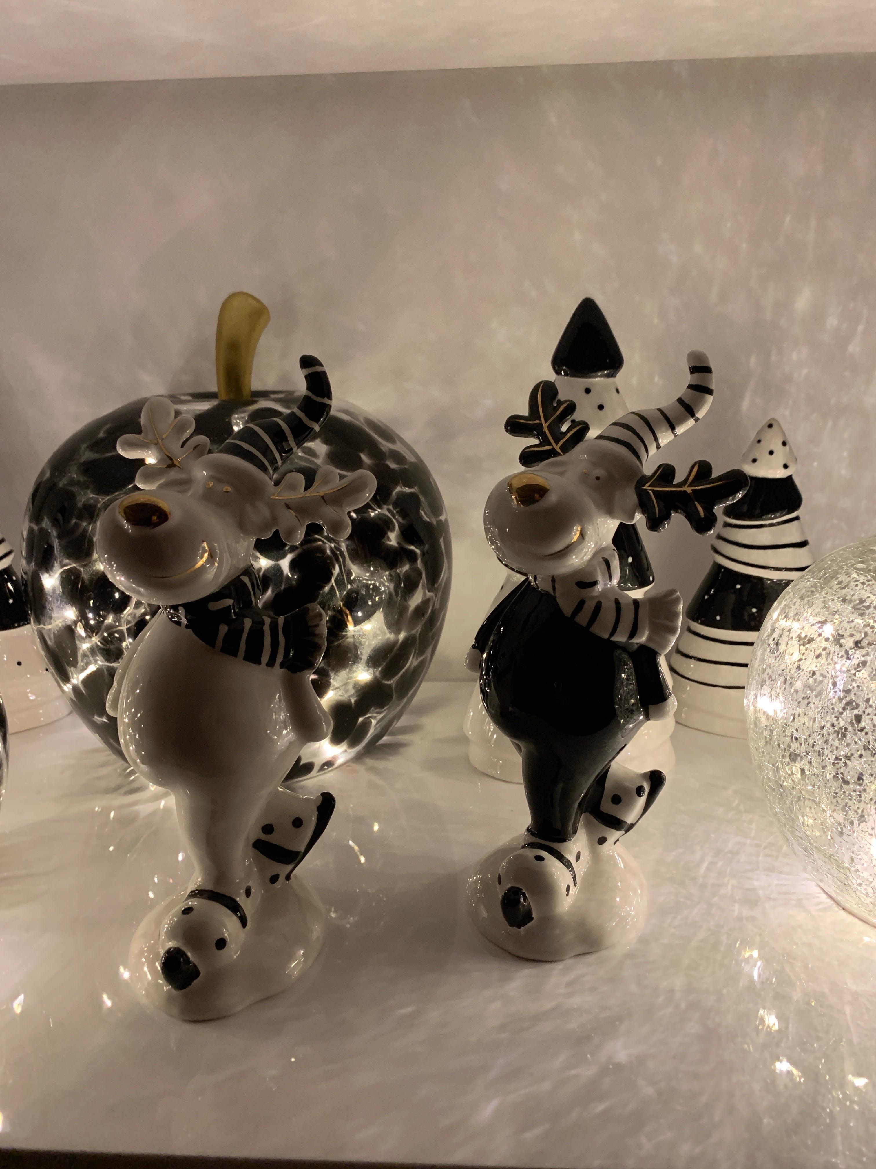 Rudolph Ren ceramic decorativ alb-negru 20 cm - Nitzi.ro