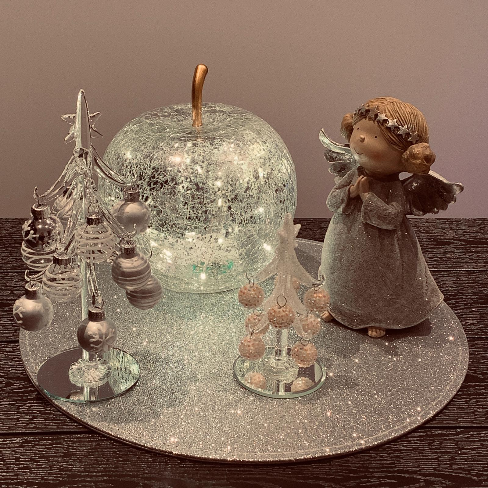 Mar marorat argintiu cu 20 de leduri pentru decorare masa festivă