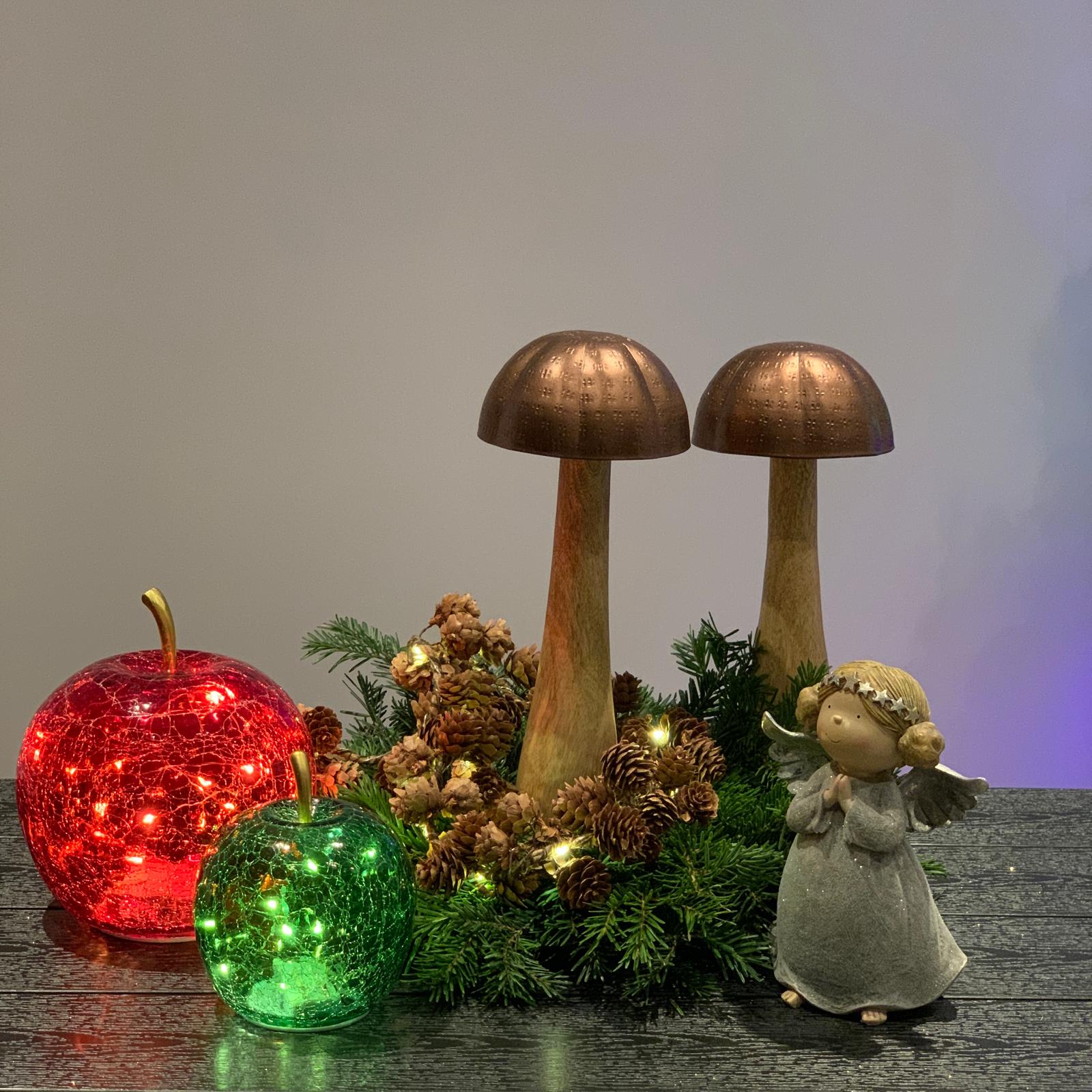 Mar decorativ rosu cu 20 LED 16 cm