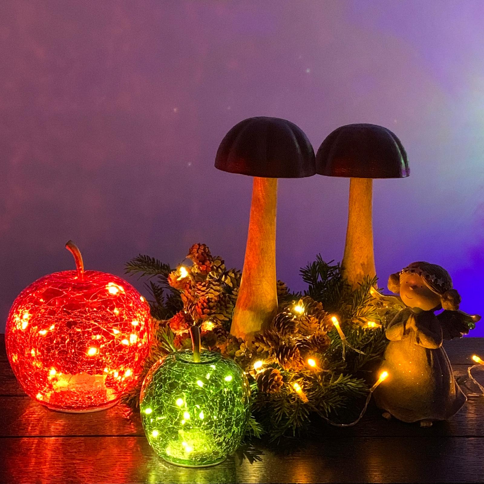 Mar decorativ rosu cu 20 LED 16 cm