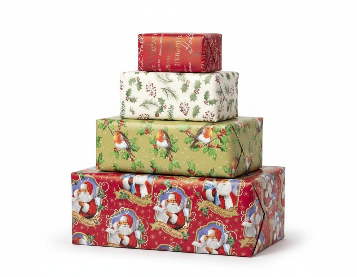 Hartie de impachetat cadourile de Crcaciun cu o lungime de 5 m, fiecare rola are un design unic