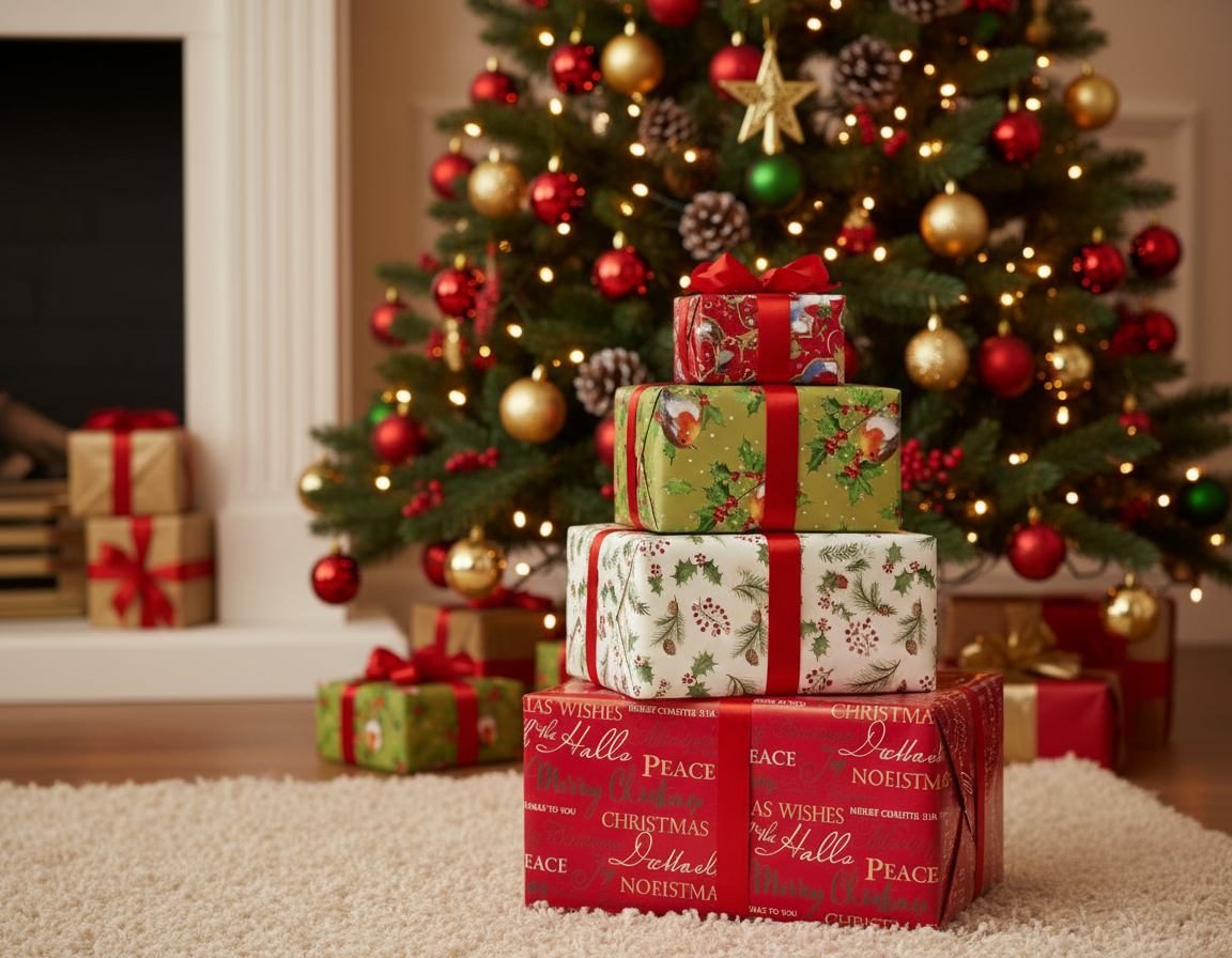 Hartie de imachetat cadourile role de 5 m in diferite modele festive