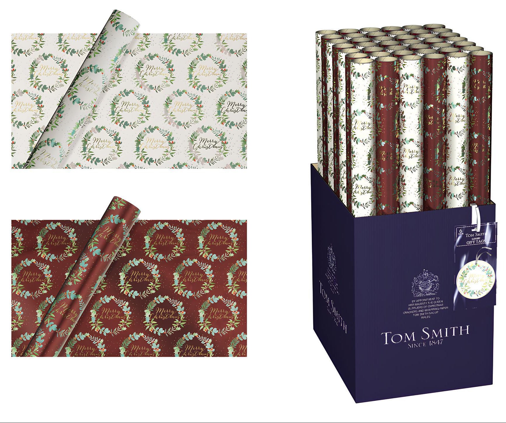 Hartie de impachetat model Tom Smith Merry Christmas 4 m - Nitzi.ro