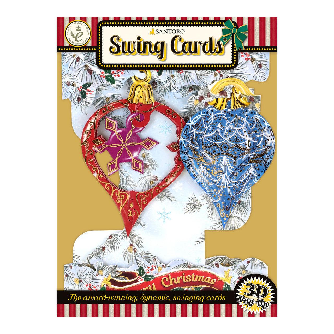 Felicitare 3D Swing Cards de iarna Globuri in Brad - Nitzi.ro