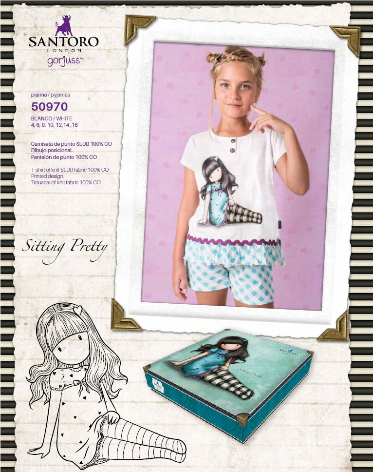 Pijama copii cu tricou Gorjuss Sitting Pretty, scurtă