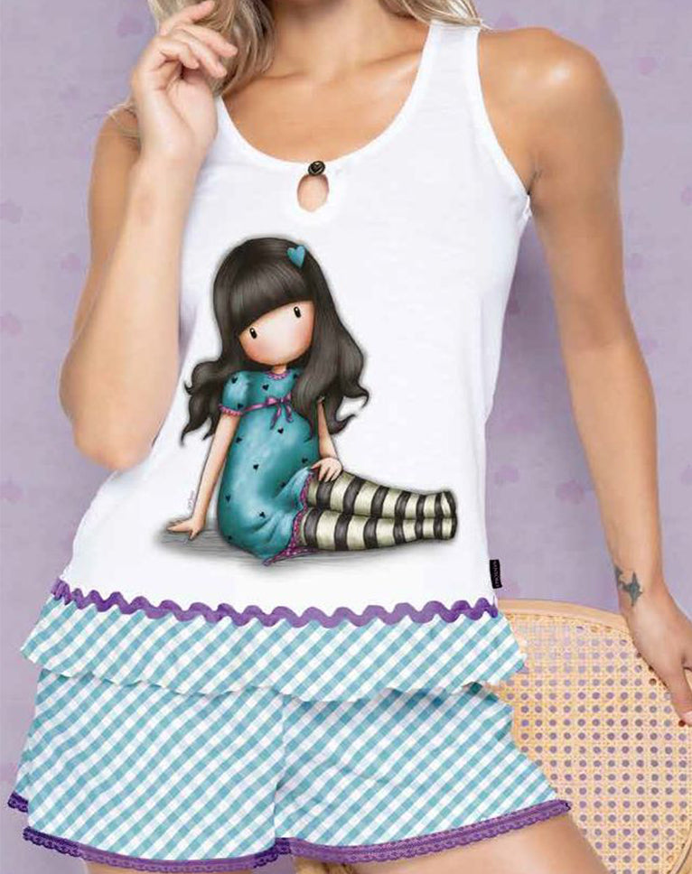 Pijama dama cu maiou Gorjuss Sitting Pretty, scurta