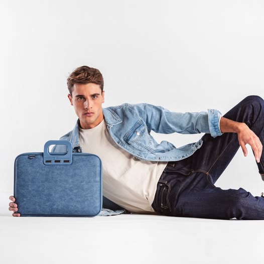 Geanta lux business laptop 15,6 Bombata Denim-BlueJeans