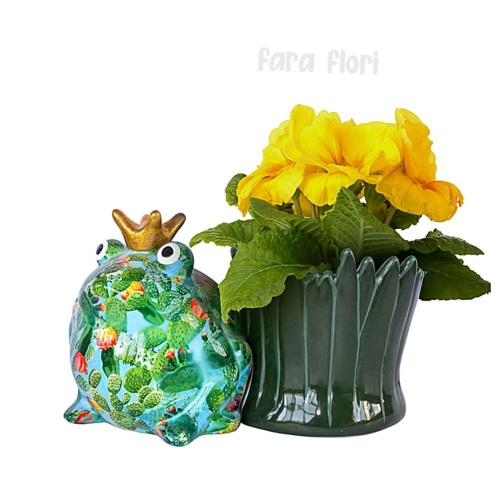Decoratiune ceramica masca ghiveci Broscuta Freddy h16.8 cm - Nitzi.ro