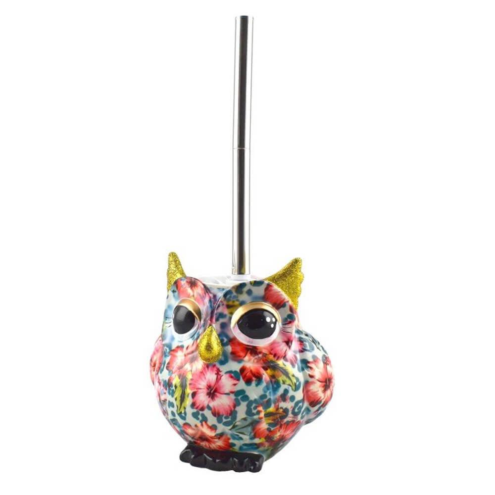 Decoratiune ceramica Suport perie toaleta Bufnita Olive h17.5 cm - Nitzi.ro