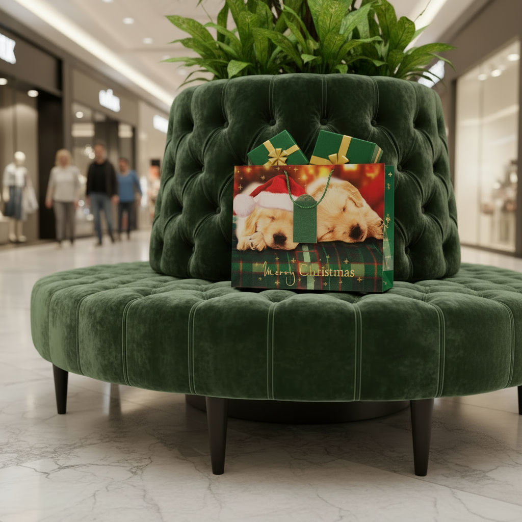 Pungă cadou Crăciun cu cățeluși