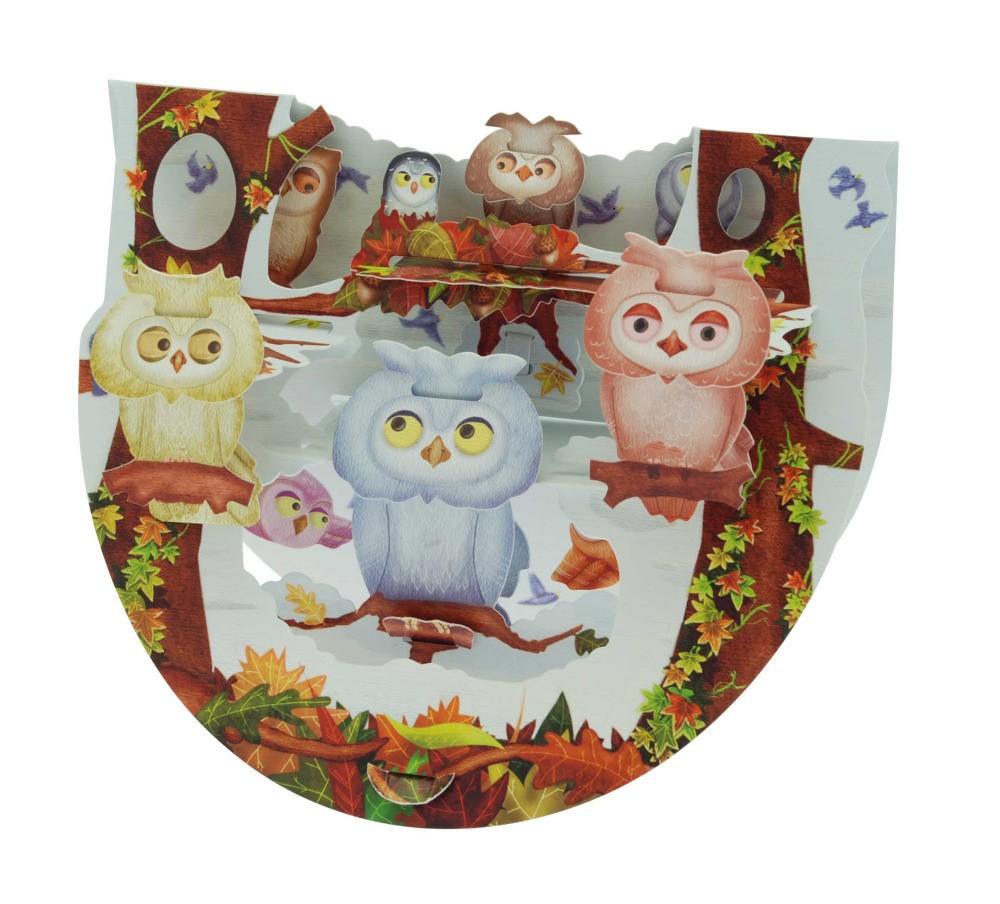 Felicitare 3D Bufnite in copac - Nitzi.ro