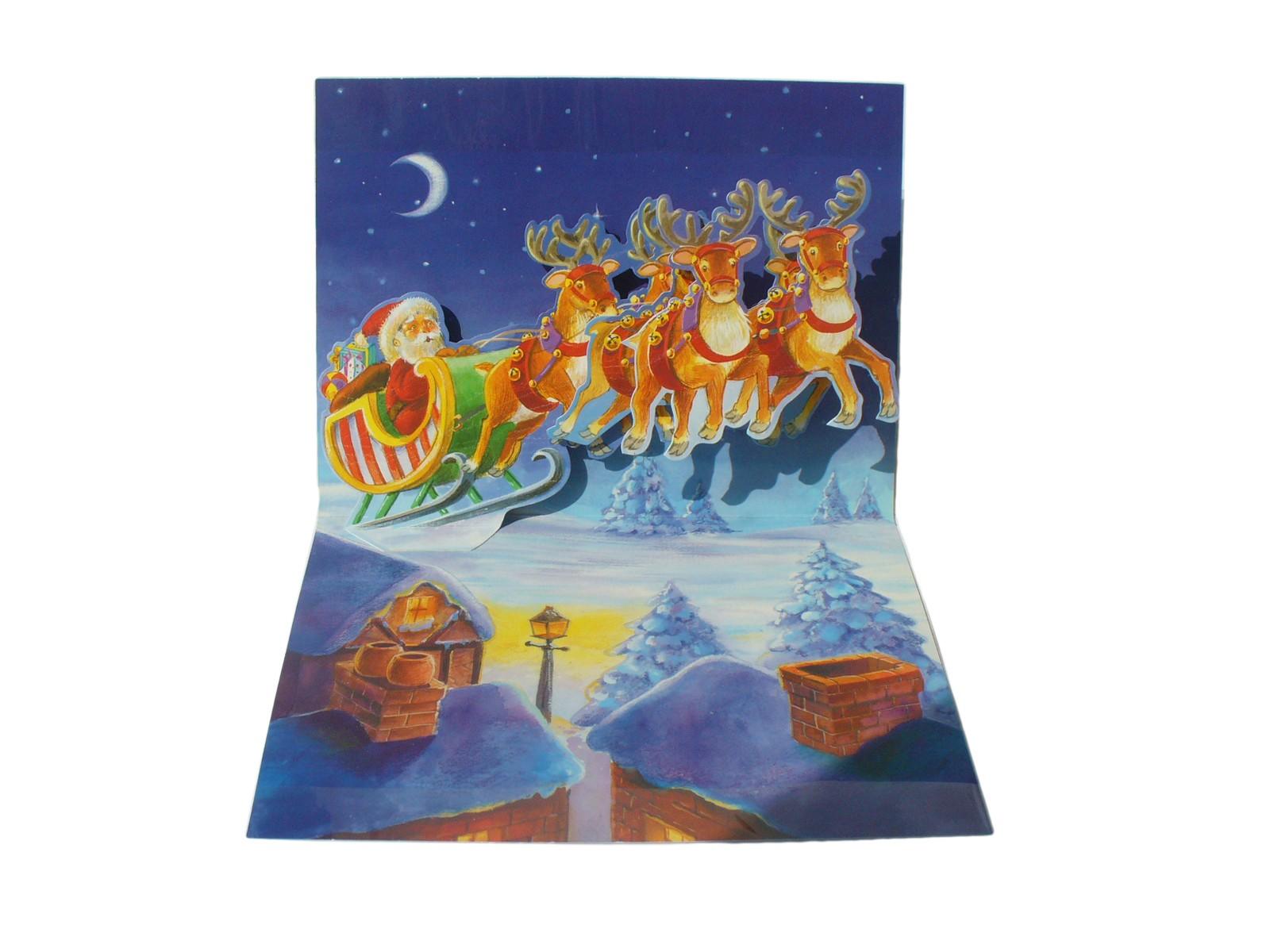 Felicitare 3D iarna Santa over roof - Nitzi.ro